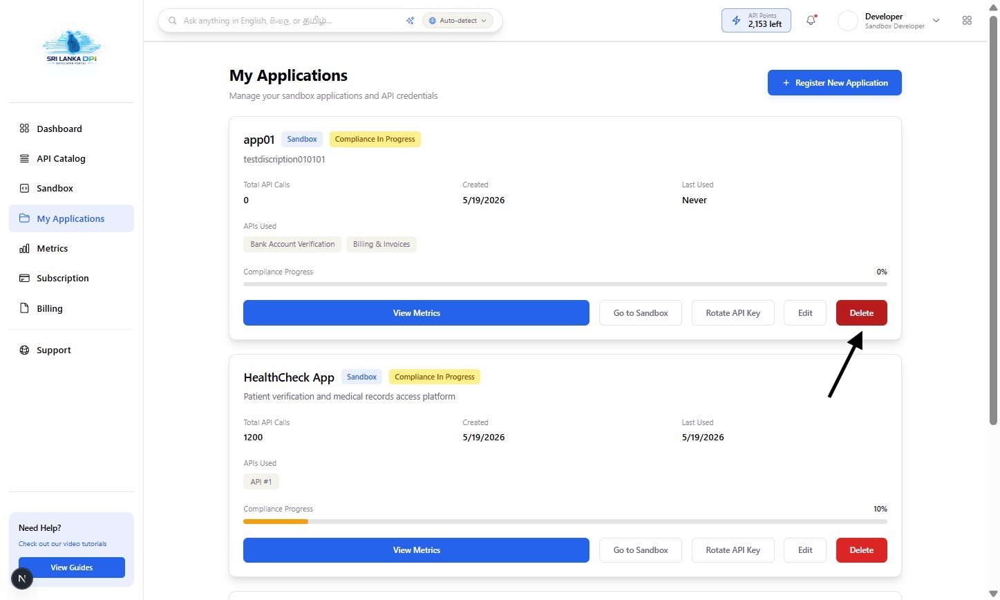 Delete Application